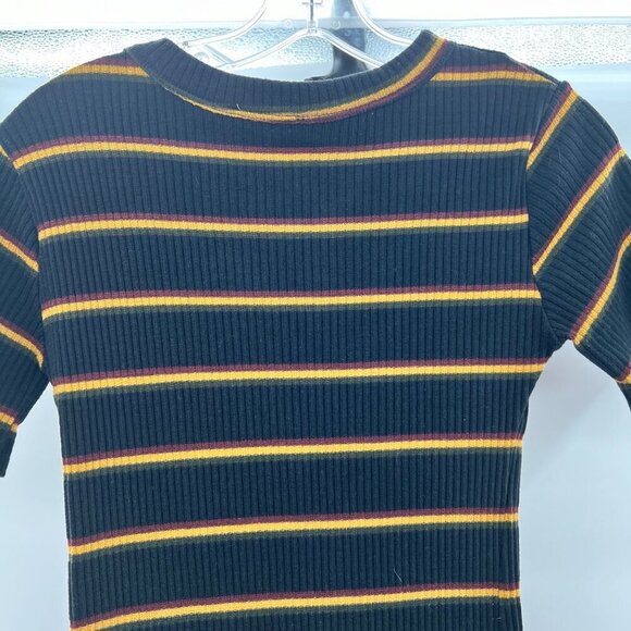 Zara Trafaluc Women's Striped Bodycon Dress Black/Multi Short Sleeve Size Small - Picture 6 of 9